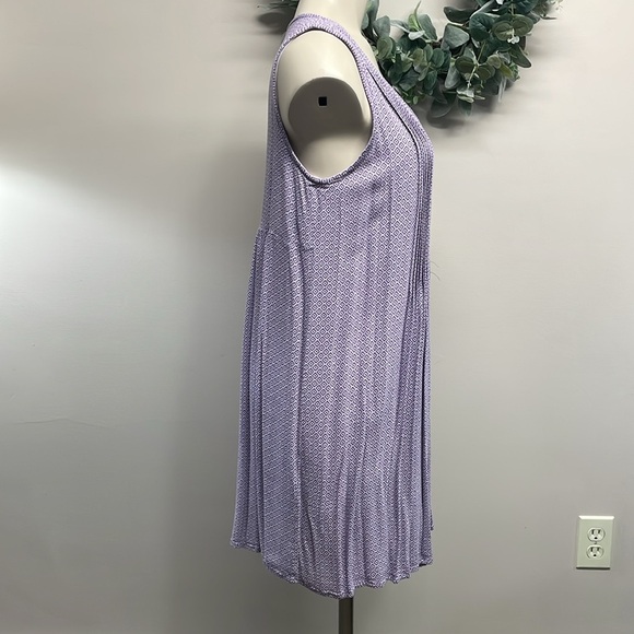 Old Navy Pleated Crepe Purple and White Print Sleeveless Dress S P - Picture 6 of 14